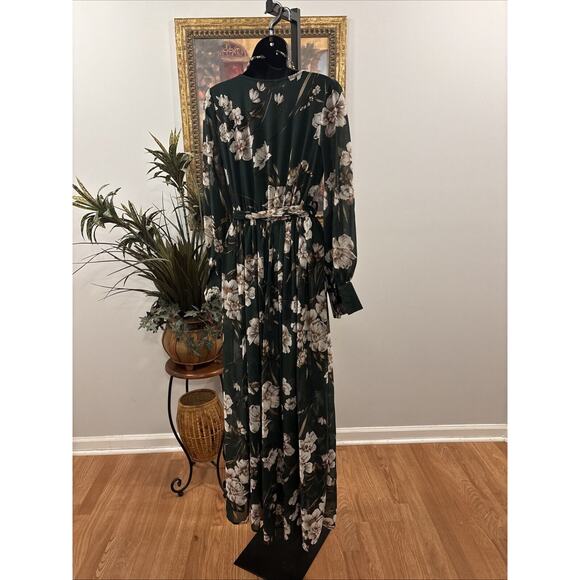 MiSC Elevated Basics Women Cap Long Sleeve V Neck Dress SM Belted Elastic Waist - Picture 7 of 14